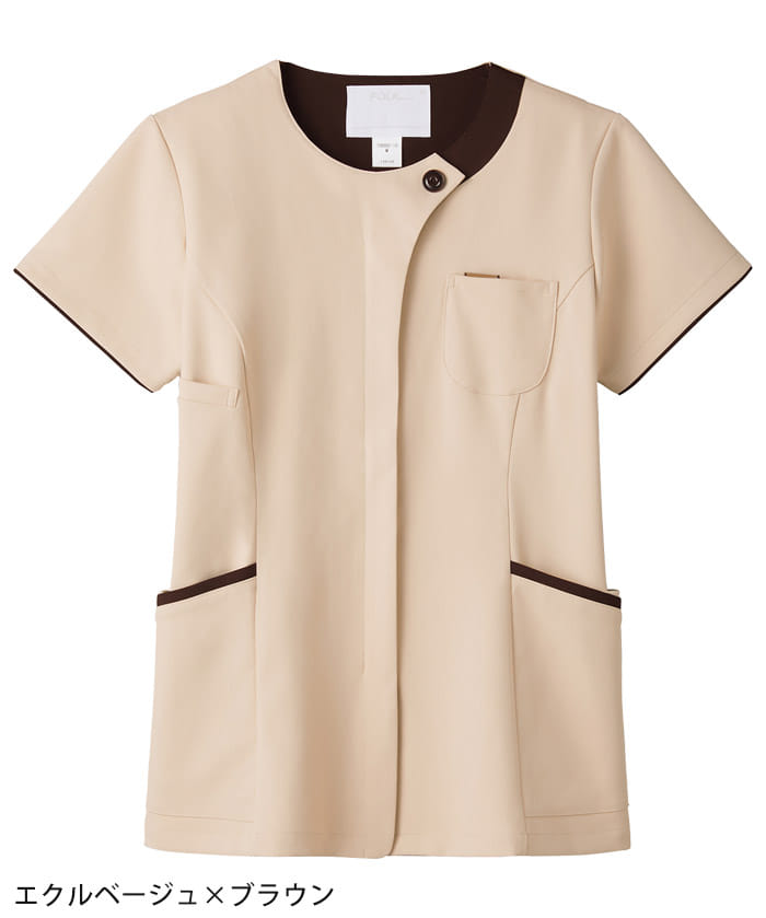 【全6色】ジップスクラブ （ラウンドネック・レディース）