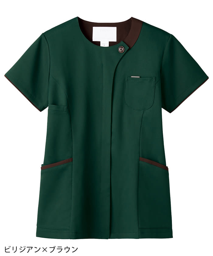 【全6色】ジップスクラブ （ラウンドネック・レディース）