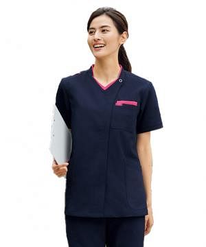 事務服・会社制服の通販の【ユニデポ 事務服】【全3色】ジップスクラブ（透け防止・制電糸・速乾・吸汗・ストレッチ・通気性・男女兼用）