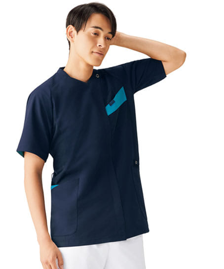 【全2色】ジップスクラブ（透け防止・制電糸・速乾・吸汗・ストレッチ・男女兼用）