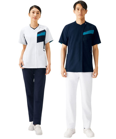 【全2色】ジップスクラブ（透け防止・制電糸・速乾・吸汗・ストレッチ・男女兼用）