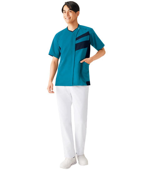 【全2色】ジップスクラブ(透け防止・制電糸・速乾・吸汗・ストレッチ・男女兼用)