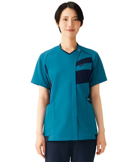 【全2色】ジップスクラブ(透け防止・制電糸・速乾・吸汗・ストレッチ・男女兼用)