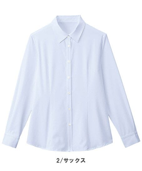 【全3色】長袖シャツブラウス（ストレッチ・ノーアイロン）