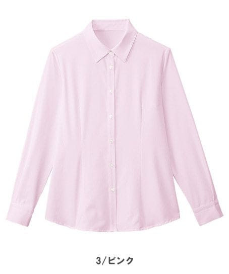 【全3色】長袖シャツブラウス（ストレッチ・ノーアイロン）