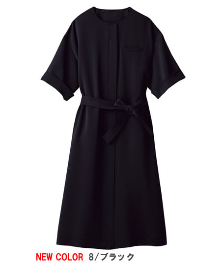 【全5色】ウエストリボンワンピース（制菌・ストレッチ）
