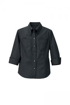 【全2色】レディースボタンダウンシャツ（七分袖・両胸ポケット付き）※在庫限り