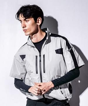 【空調服®】全3色・半袖ブルゾン（保冷剤ポケット付き・サイドファン・UVカット・単品）