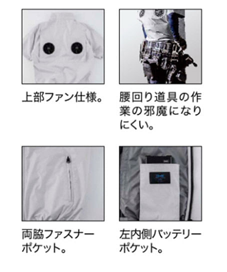 【空調服®】全3色・半袖ブルゾン（上部ファン・UVカット・単品）