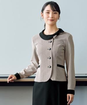 ユニフォーム・制服の通販の【ユニデポ】【全２色】長袖オーバーブラウス（チドリチェック・ストレッチ）