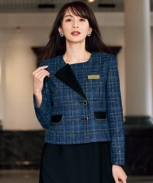 事務服・会社制服の通販の【ユニデポ 事務服】【全1色】ジャケット（グランブルーチェック・オールシーズン対応）