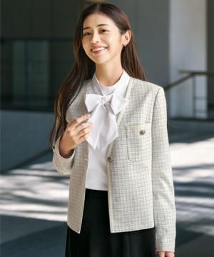 作業服・ワークユニフォームの通販の【ユニデポ 作業着】【全2色】ノーカラージャケット（ツイード生地・ストレッチ・撥水・防汚）