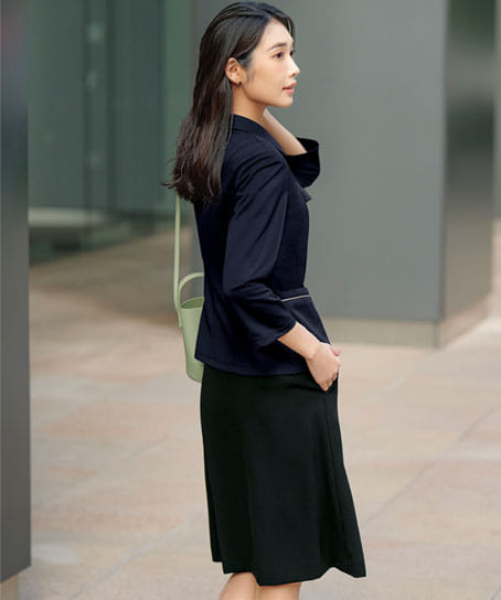 【全1色】七分袖オーバーブラウス（ニット・高通気・UVカット）