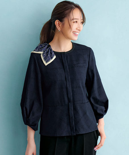 【全1色】オーバーブラウス(七分袖・ストレッチ・吸汗速乾・UVカット)