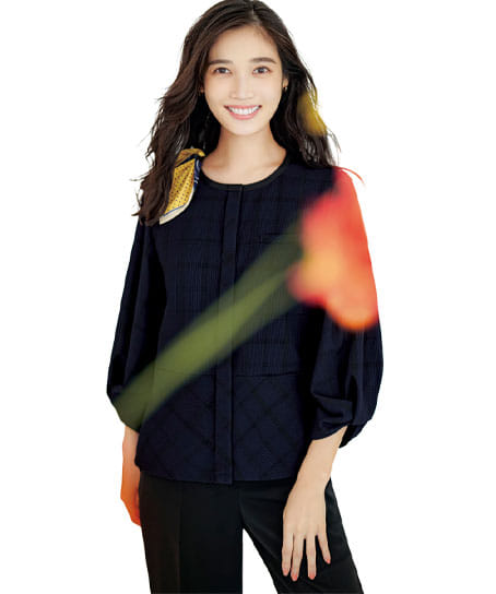 【全1色】オーバーブラウス(七分袖・ストレッチ・吸汗速乾・UVカット)