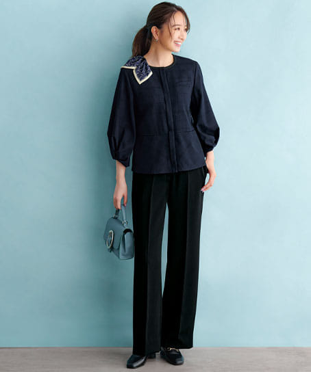 【全1色】オーバーブラウス(七分袖・ストレッチ・吸汗速乾・UVカット)