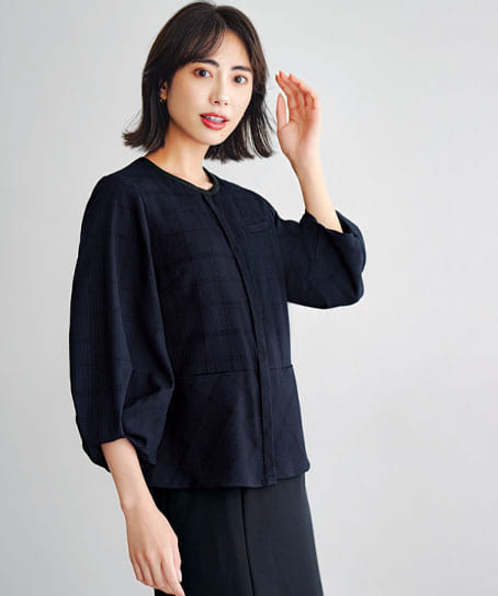 【全1色】オーバーブラウス(七分袖・ストレッチ・吸汗速乾・UVカット)