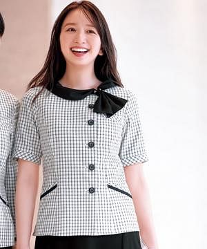事務服・会社制服の通販の【ユニデポ 事務服】【全2色】オーバーブラウス（吸汗速乾・防汚・吸放湿・透けにくい・ＵＶカット・サステイナブル・グリーン購入対応）