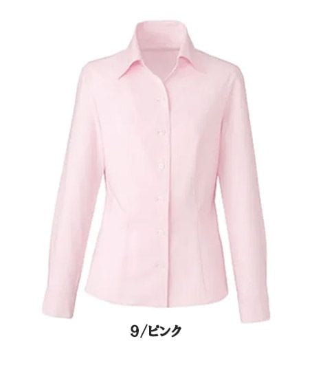 【全3色】長袖シャツブラウス（ヨコストレッチ・UVカット・透けにくい）