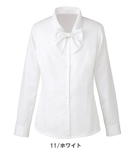 【全4色】長袖リボンブラウス（ナチュラルストレッチ・吸汗 ・速乾 ・UVカット ・透けにくい ・体温調整）