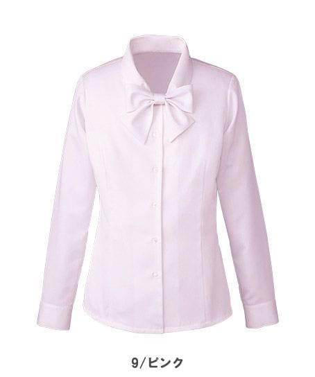 【全4色】長袖リボンブラウス（ナチュラルストレッチ・吸汗 ・速乾 ・UVカット ・透けにくい ・体温調整）