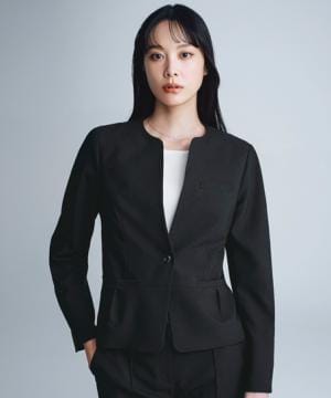 【全1色】ノーカラージャケット（2wayストレッチ・吸汗速乾・サスティナブル）