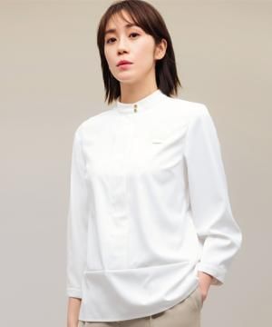 作業服・ワークユニフォームの通販の【ユニデポ 作業着】【全1色】スタンドカラーブラウス（八分袖・ストレッチ・透け防止・UVカット・吸汗速乾）