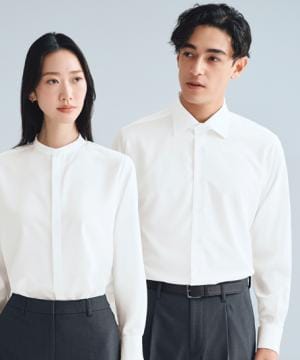 【全2色】メンズシャツ（長袖・2WAYストレッチ・吸汗速乾・透けにくい・UVカット・形態安定）