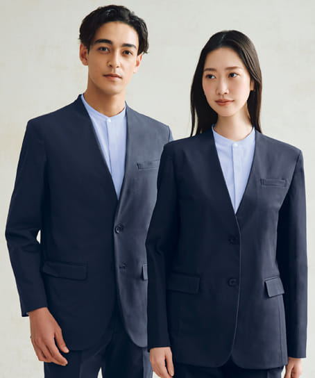 【全2色】ユニセックススタンドカラーシャツ(長袖・2WAYストレッチ・吸汗速乾・透けにくい・UVカット・形態安定)