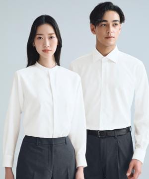 【全2色】ユニセックススタンドカラーシャツ（長袖・2WAYストレッチ・吸汗速乾・透けにくい・UVカット・形態安定）