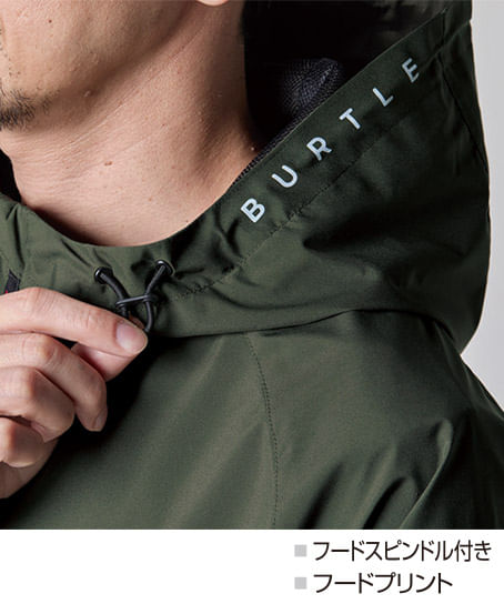 【BURTLE】全4色　フーディジャケット（ストレッチ・撥水・防風・男女兼用)
