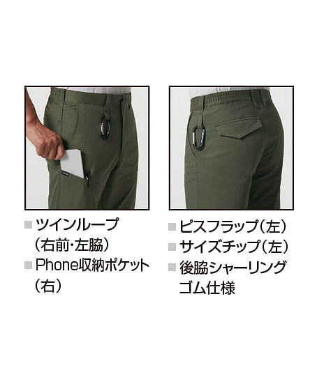 【BURTLE】全4色パンツ（帯電防止・ストレッチ・男女兼用）