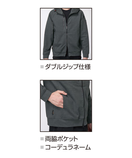 【BURTLE】全2色 バートルフーディブルゾン(ストレッチ・吸汗速乾・男女兼用)