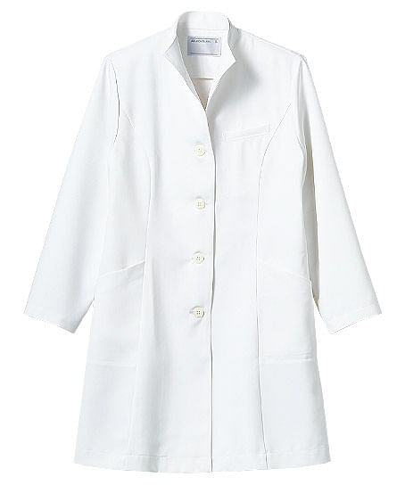 シングルドクターコート白衣（透け防止・防汚・制菌・レディース）