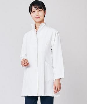 シングルドクターコート白衣（透け防止・防汚・制菌・レディース）