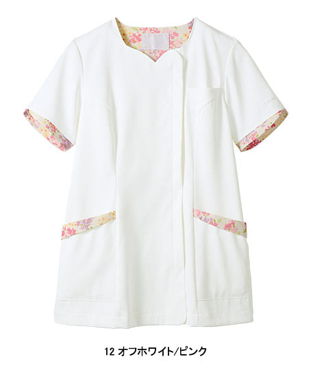 【LAURA ASHLEY】アメリ柄半袖スクラブ（制菌・透け防止・吸汗・制電・防汚・レディース）