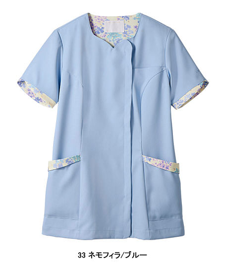 【LAURA ASHLEY】アメリ柄半袖スクラブ（制菌・透け防止・吸汗・制電・防汚・レディース）