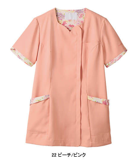 【LAURA ASHLEY】アメリ柄半袖スクラブ（制菌・透け防止・吸汗・制電・防汚・レディース）