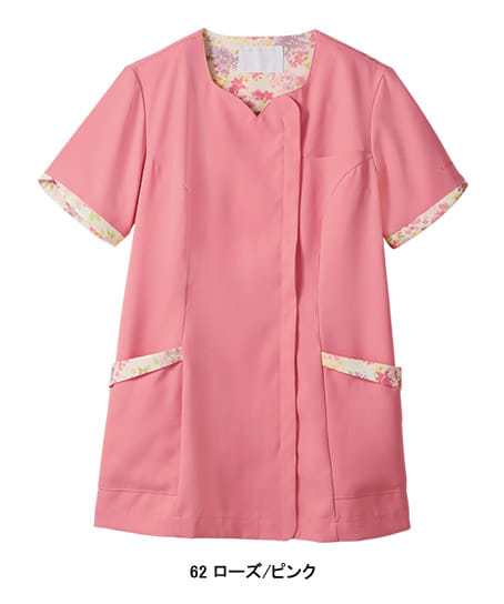 【LAURA ASHLEY】アメリ柄半袖スクラブ（制菌・透け防止・吸汗・制電・防汚・レディース）