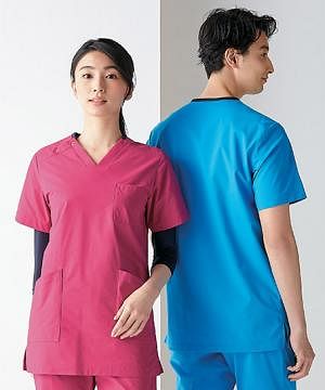 事務服・会社制服の通販の【ユニデポ 事務服】【全7色】スクラブ（ストレッチ・制菌・吸汗速乾・帯電防止・男女兼用）