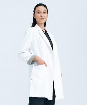 【uka】全1色・ドクターコート（長袖・ダブル・制菌・ストレッチ・男女兼用）