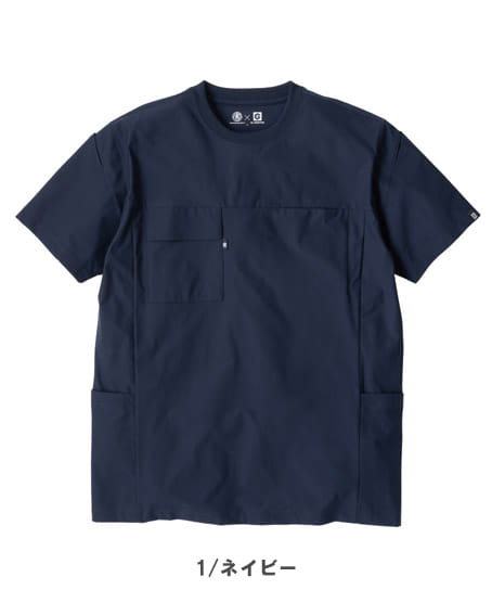【全4色】ファントムドット冷感DRY サイドポケット半袖Tシャツ(ストレッチ・帯電防止・防汚・UVカット・接触冷感・吸汗速乾・消臭)