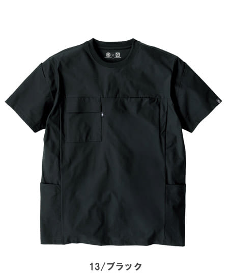 【全4色】ファントムドット冷感DRY サイドポケット半袖Tシャツ(ストレッチ・帯電防止・防汚・UVカット・接触冷感・吸汗速乾・消臭)