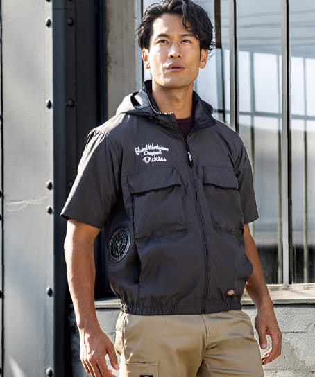 【Dickies】全3色・ボルトクール 日傘遮熱 半袖ブルゾン(ペルチェネックホルダー付)