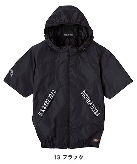 【Dickies】ディッキーズ・全4色・ボルトクール　半袖ブルゾン（ニアサイドファン、ペルチェネックホルダー、取り外しフード付き・UVカット）