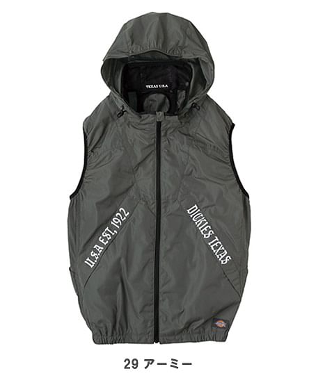 【Dickies】ディッキーズ・全4色・ボルトクール　半袖ベスト（ペルチェネックホルダー付・ニアサイドファン・取り外しフード付き・男女兼用）