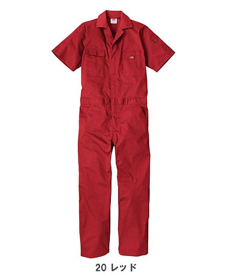 【Dickies】ディッキーズ・全9色・ライトT/Cストレッチ半袖ツナギ（UVカット・接触冷感・逆開ファスナー・ストレッチ・男女兼用）