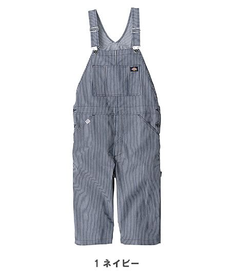 【Dickies】ディッキーズ・全3色・ライトストレッチヒッコリーオーバーオールショート丈（ストレッチ9％、UVカット、接触冷感・男女兼用）