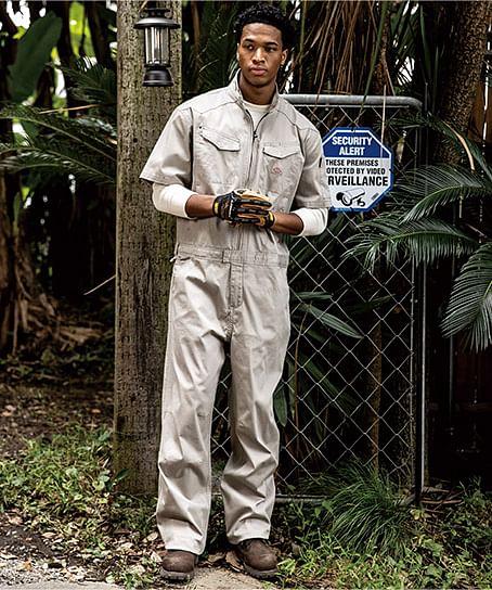【Dickies】ディッキーズ・全3色・ストレッチヘリンボーン半袖ツナギ（衿ワイヤー・逆開ファスナー・ウエストアジャスター・ストレッチ・男女兼用）