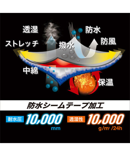 【全1色】ストレッチ透湿防水防寒パンツ（ストレッチ・反射・透湿防水・撥水加工・UVカット・防風・保温）